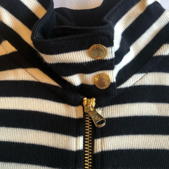Lauren Ralph Lauren Black & White Striped Zip-Up Sweater With Pockets Size XL - Picture 3 of 8